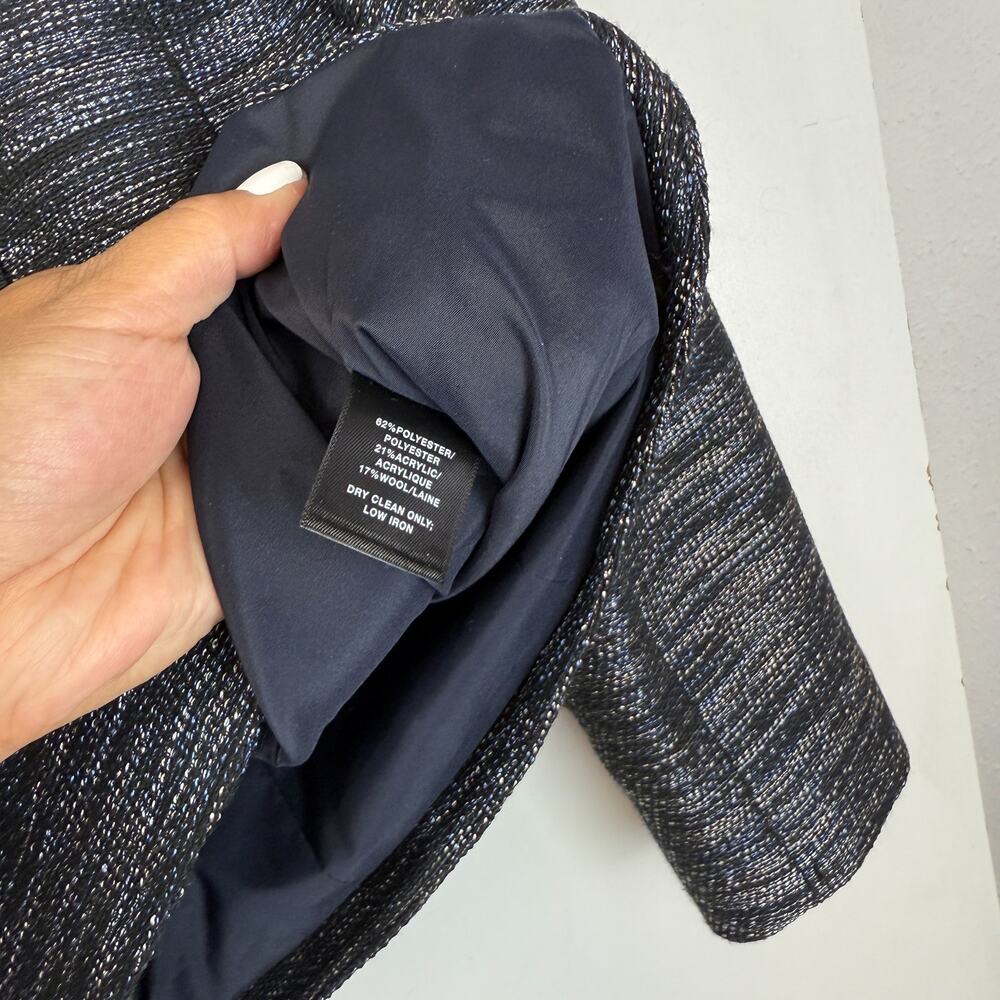 Lafayette 148 Woven Zip Up Dressy Jacket Navy Blue Black Wool Blend - Size 6 - Picture 5 of 10